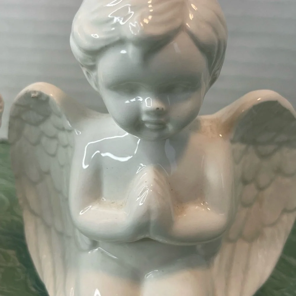 Vintage Malco Angel Cherubs Set Of 2 Figurines Mantle Holiday